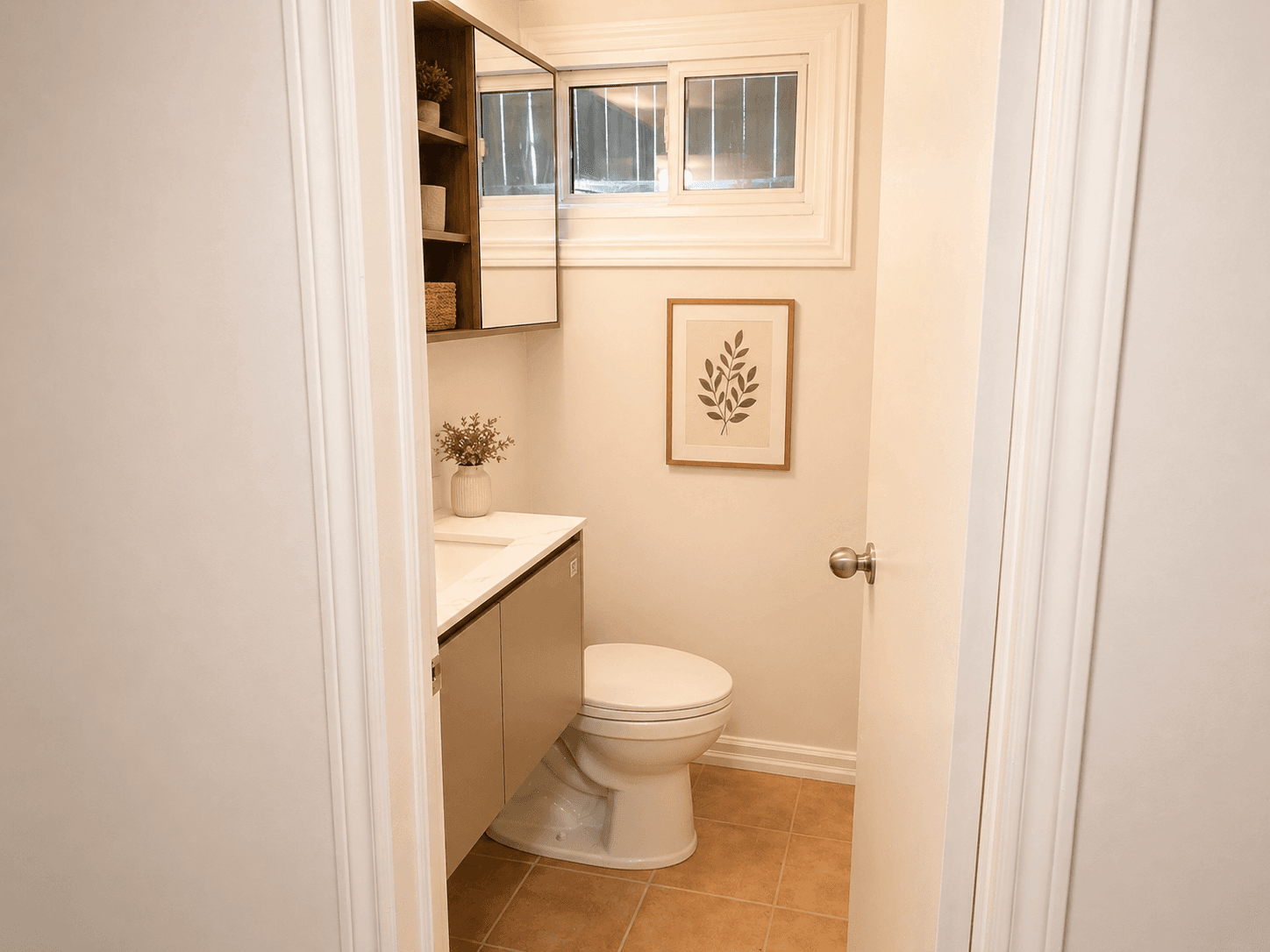 Modern Bathroom with Natural Light at Modern 2-Bedroom Apartment in Hintonburg – Parking Included, a 2 bedroom rental in 5 Armstrong Street, Ottawa, ON, listed for $1,850 per month