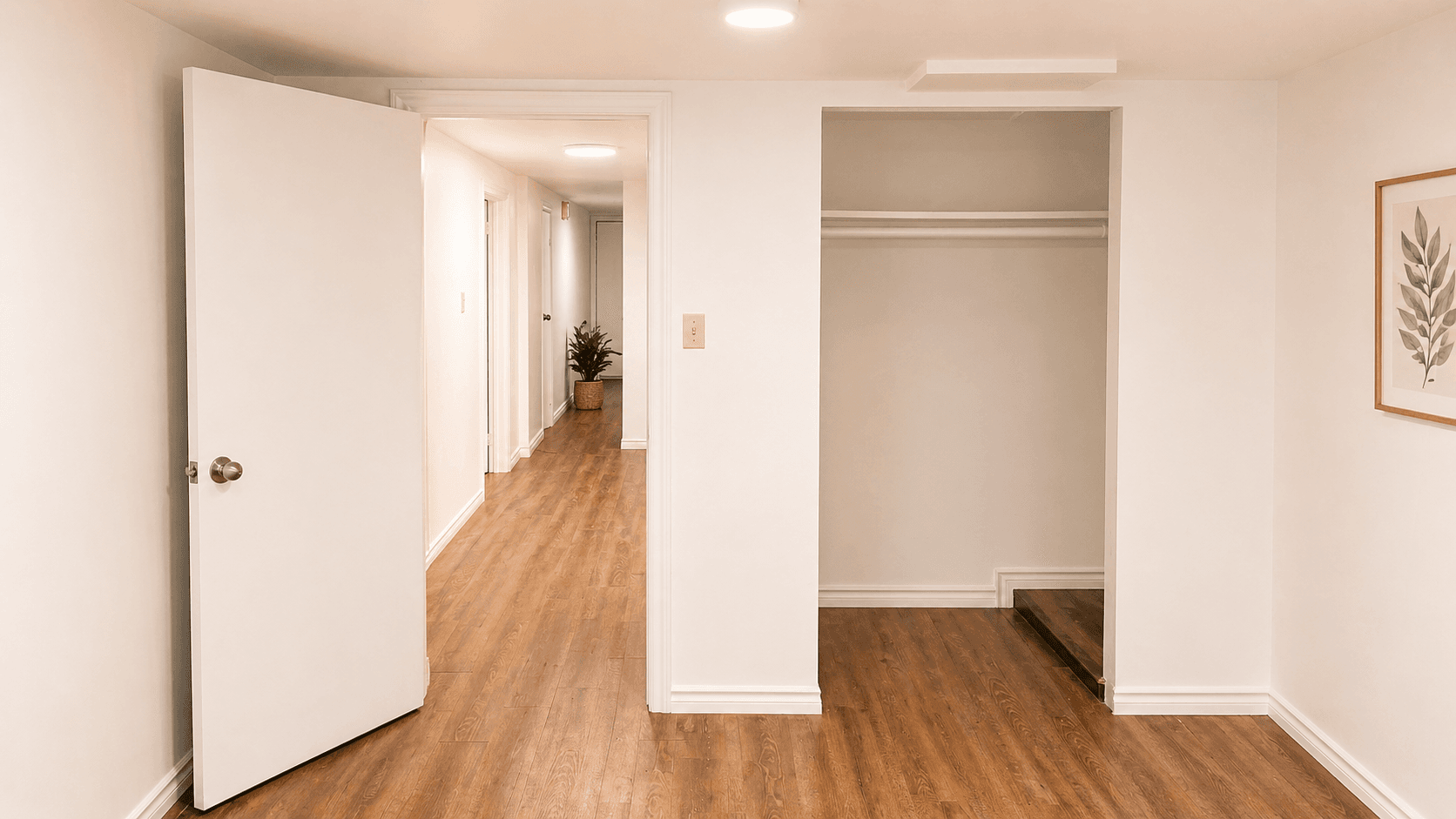 Interior Hallway with Closet at Modern 2-Bedroom Apartment in Hintonburg – Parking Included, a 2 bedroom rental in 5 Armstrong Street, Ottawa, ON, listed for $1,850 per month