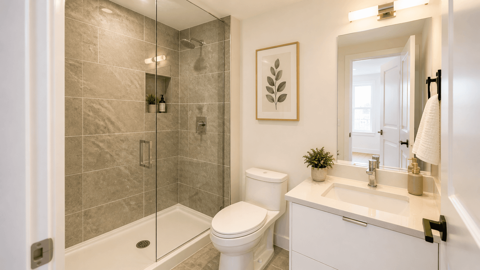 Modern Bathroom with Glass Shower at 30 Elm Dr E Unit 1901, Mississauga, ON – Condo Apartment, a 1 bedroom rental in 30 Elm Dr W, Mississauga, ON, listed for $1,200 per month
