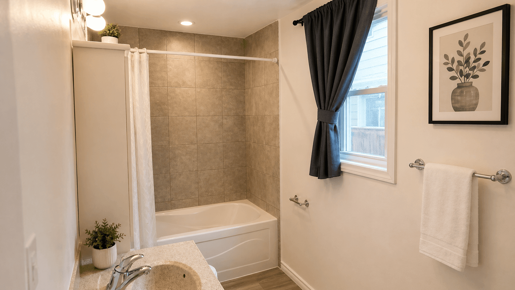 Modern Bathroom with Bathtub at Modern 1-Bedroom Condo in Hintonburg, Ottawa – Prime Location, a 1 bedroom rental in 4 Armstrong Street, Ottawa, ON, listed for $1,795 per month